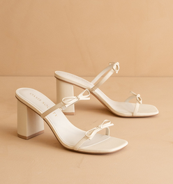 The Wendy | Beige Double Strap Bow Heels
