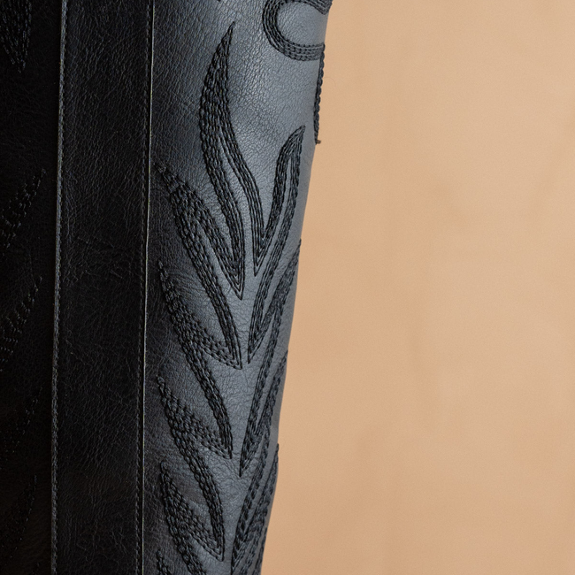 The Samara | Black Embroidered Tall Cowboy Boot-gallery-41244985393329