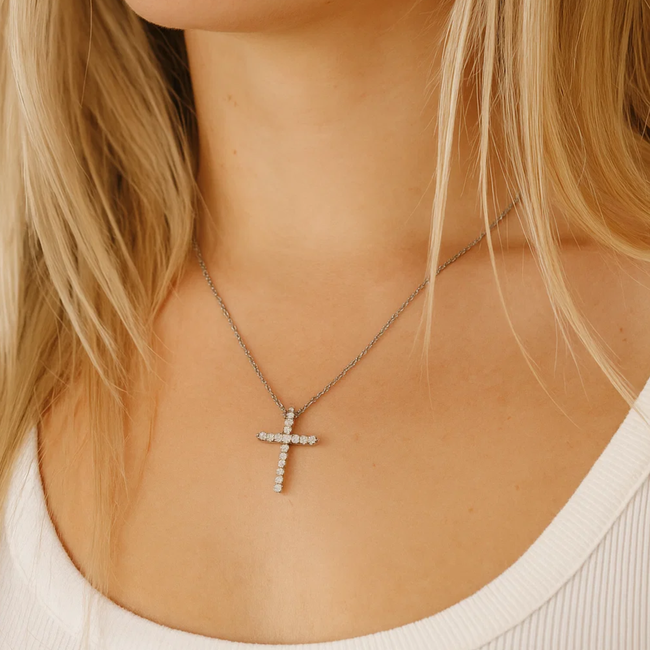 Faith Cubic Zirconia Cross Necklaces-gallery-31572470497338