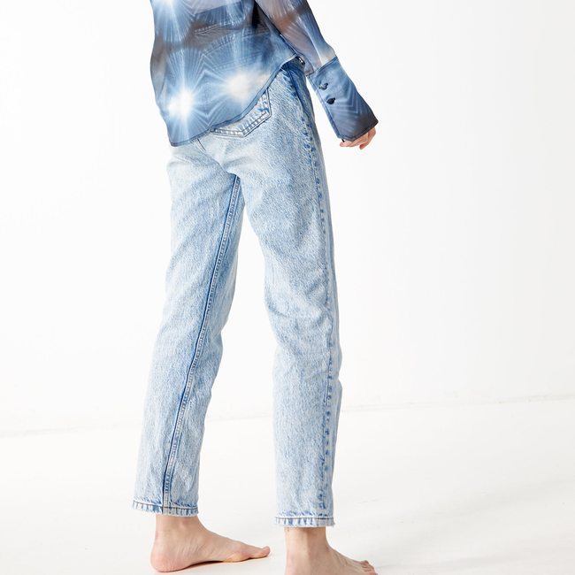 Babs Silk Blouse - Blue Burst - NYC Rain Print Design-gallery-40066132017448