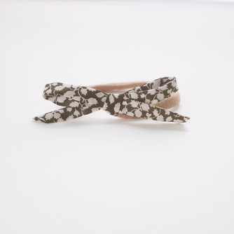 Olive Floral Bow Baby Headband