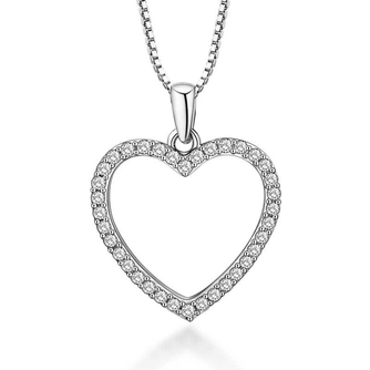 Crystal Heart Necklace with Cubic Zirconia Stones