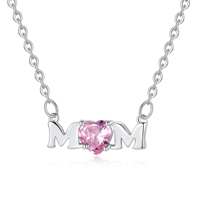 Mom Necklace with Pink Cubic Zirconia-gallery-30351712714810