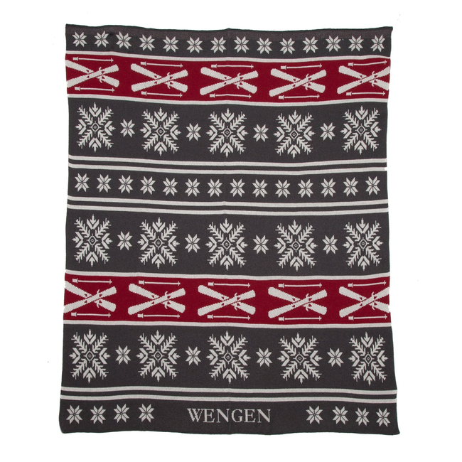 Personalized Fair Isle with Skis Throw Blanket-gallery-46682921992483