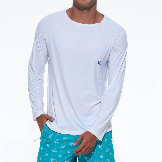 Ultralight UPF Activity Shirt | Mens Long-Sleeve UV Sun Protection | White-gallery-37538000044189