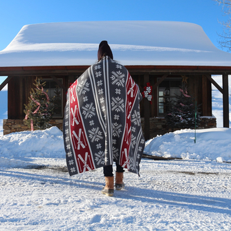 Fair Isle with Skis Throw Blanket