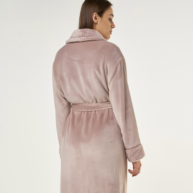 Blush Pink Plush Soft Warm Fleece Womens Robe-gallery-46194505941251
