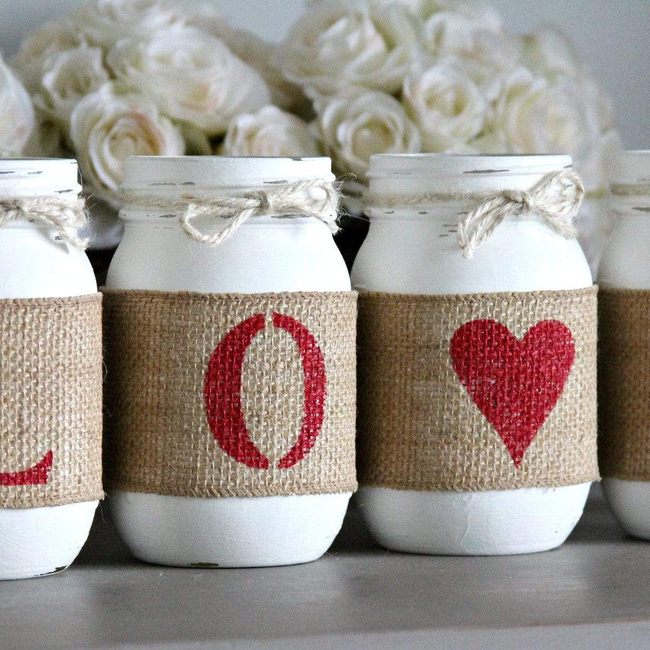Valentine's Day Decor | Painted Mason Jars LOVE Gift-gallery-23958825479