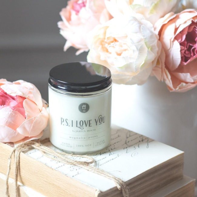 Soy Candle Magnolia + Peony PS I LOVE YOU-gallery-28060940599366