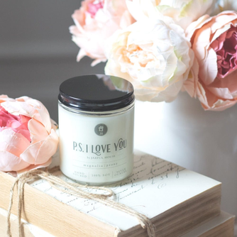 Soy Candle Magnolia + Peony PS I LOVE YOU