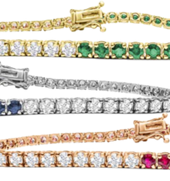 Turnabout.Jewelry™ 4 CTTW Gemstone and Diamond Tennis Bracelet In 14K Gold