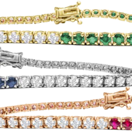 Turnabout.Jewelry™ 4 CTTW Gemstone and Diamond Tennis Bracelet In 14K Gold