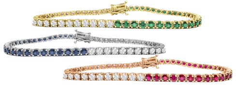 Turnabout.Jewelry™ 4 CTTW Gemstone and Diamond Tennis Bracelet In 14K Gold