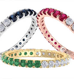 Turnabout.Jewelry™ 1 CTTW Gemstone and Diamond Eternity Ring In 14K Gold