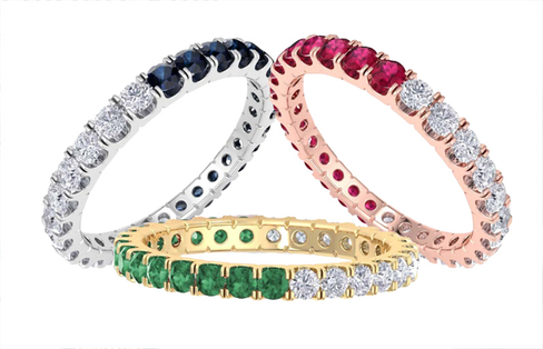 Turnabout.Jewelry™ 1 CTTW Gemstone and Diamond Eternity Ring In 14K Gold