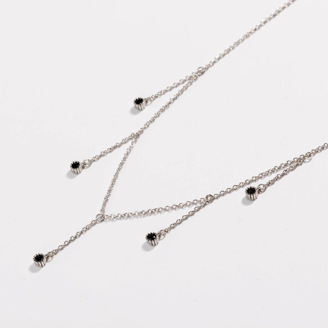 Drop Necklace with Five Cubic Zirconia Stone-gallery-30351516926010