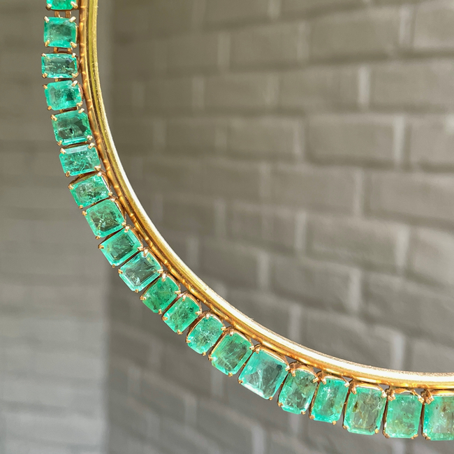 Vintage yellow 18K gold 29.3 ctw emerald statement collar-gallery-56047669575995
