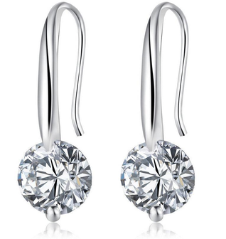 Crystal Dangle Earrings with 1.5 Carat Cubic Zirconia Stone