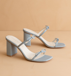 The Wendy | Blue Double Strap Bow Heels