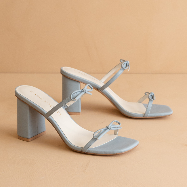 The Wendy | Blue Double Strap Bow Heels-gallery-38145278476465