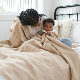 100% Muslin Cotton Blanket – Light Beige Solid (Available in Two Sizes)
