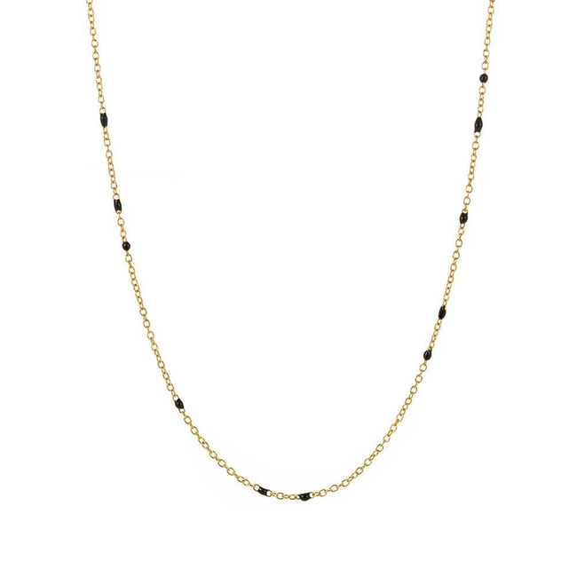 Dainty Black Onyx Beaded Link Necklace-gallery-30351485894714