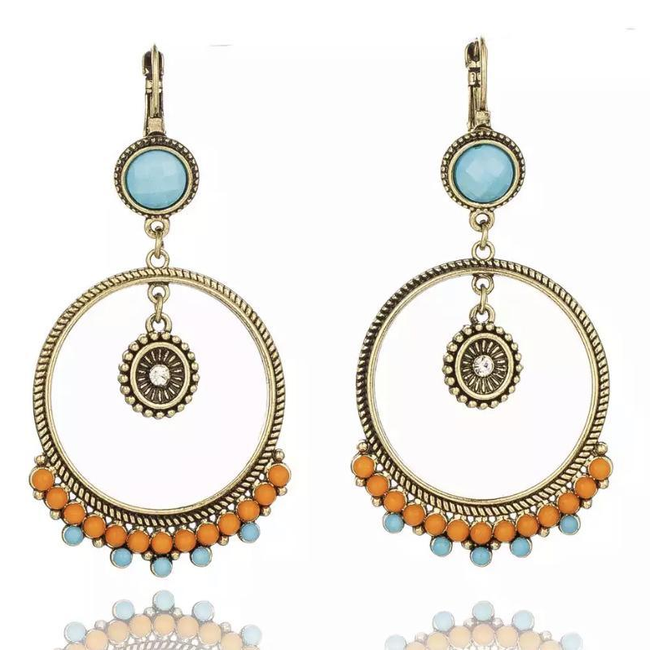 Vintage Boho Dangle Hoop Earrings-gallery-30352337076282