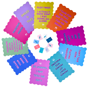 MAHJONG SHUFFLE CARD | Scalloped Edges & Bright Colors | Sized to Store with League Cards