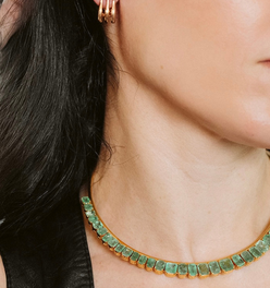 Vintage yellow 18K gold 29.3 ctw emerald statement collar