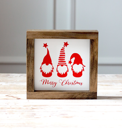 Christmas Gnomes Decor - Christmas Wall Sign - Farmhouse Red White Home Decoration