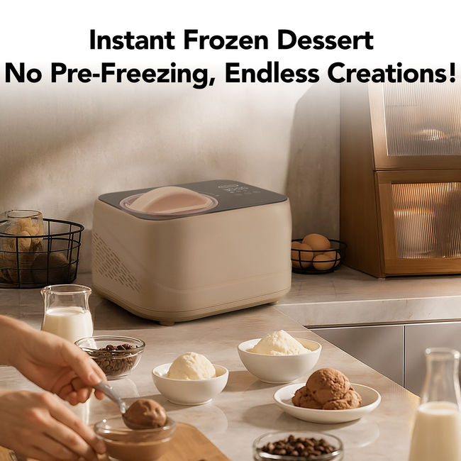 Whynter 0.8 Quart Compact Automatic Ice Cream Maker with Stainless Steel Bowl, Taupe Latte ICM-080-T-gallery-45334082158840