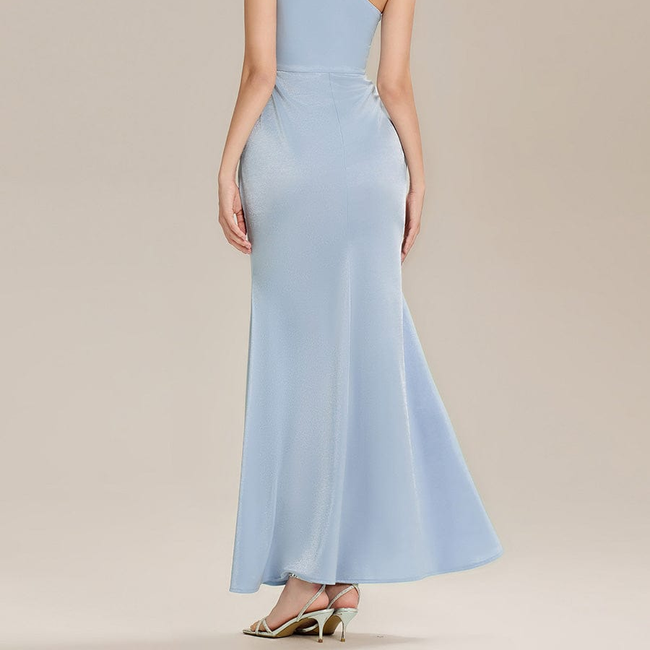 One Shoulder Knit Mermaid Evening Dress-gallery-33684103495754