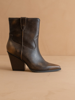 The Brooks | Coffee Two Toned Western Bootie