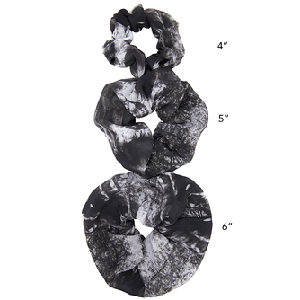 Babs Eco-chic scrunchies - Nature Print, - Poly-Georgette - Set of 3 Sizes