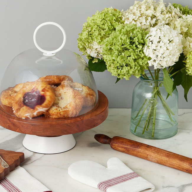 Square Scalloped Cheese Board with Cheese Markers, Small, Natural-gallery-48543719096513