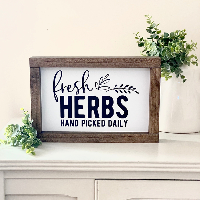 Home Garden Decor | Farmhouse Wood Sign Fresh Herbs Hand Picked Daily-gallery-14120195260486
