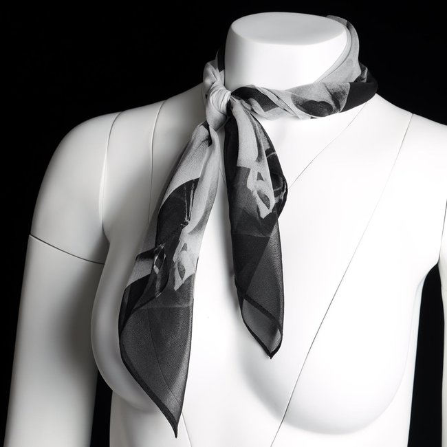 Silk 26 Inch Square Scarf - Gaudi - Black and White-gallery-53110964093224