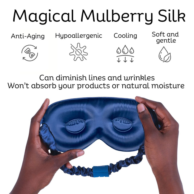 Sia Silk® Sleep Mask with extra deep eye cups for long lashes - Navy-gallery-40614997131521