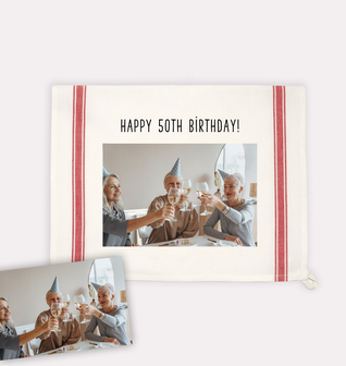 Custom Photo Vintage Red Stripe Towel