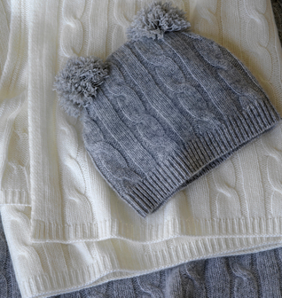 Angel Cable Baby Hat and Blanket Set