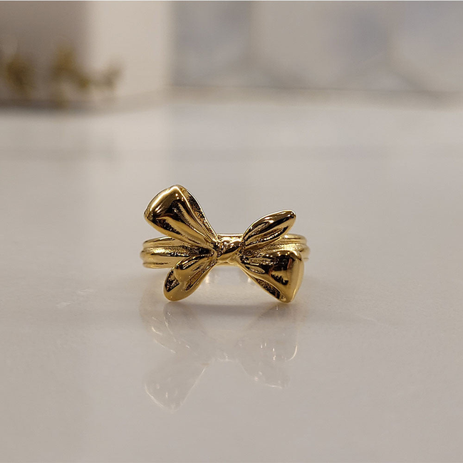 Bow Open Gold Ring-gallery-42474105405690