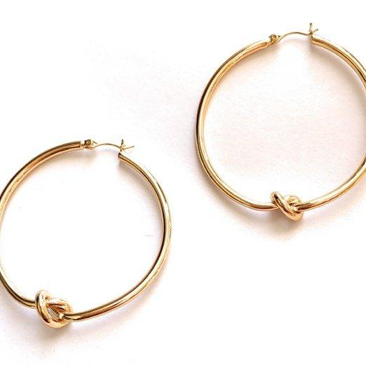 Knot Hoop Earrings-gallery-30351667888186