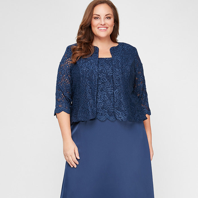 Plus Bethany Glitter Lace Jacket Dress-gallery-42510614790400