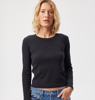 Slim Rib Tee <br> Black