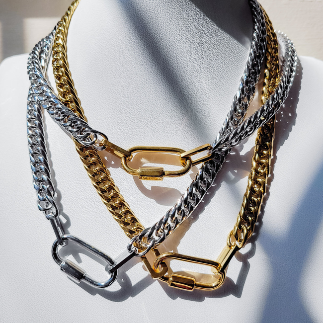 Chunky Oval Charm Necklace-gallery-42490875543802