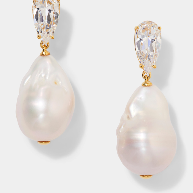 LONDON BAROQUE FRESHWATER PEARL AND CZ DROP EARRINGS-gallery-45998952481027