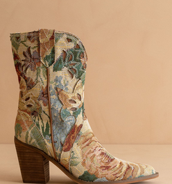The Sorrel | Vintage Floral Print Western Bootie