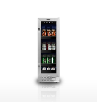Whynter BBR-638SB 12 in. 75 12 oz. Can Built-In Beverage Fridge Cooler w/ Lock, Temp Controls, Glass