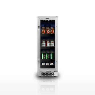 Whynter BBR-638SB 12 in. 75 12 oz. Can Built-In Beverage Fridge Cooler w/ Lock, Temp Controls, Glass