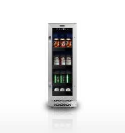 Whynter BBR-638SB 12 in. 75 12 oz. Can Built-In Beverage Fridge Cooler w/ Lock, Temp Controls, Glass
